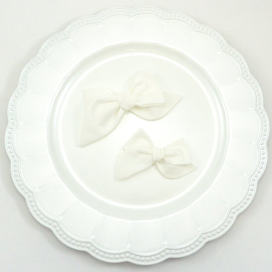 Handtied Fabric Bow - Whitest White