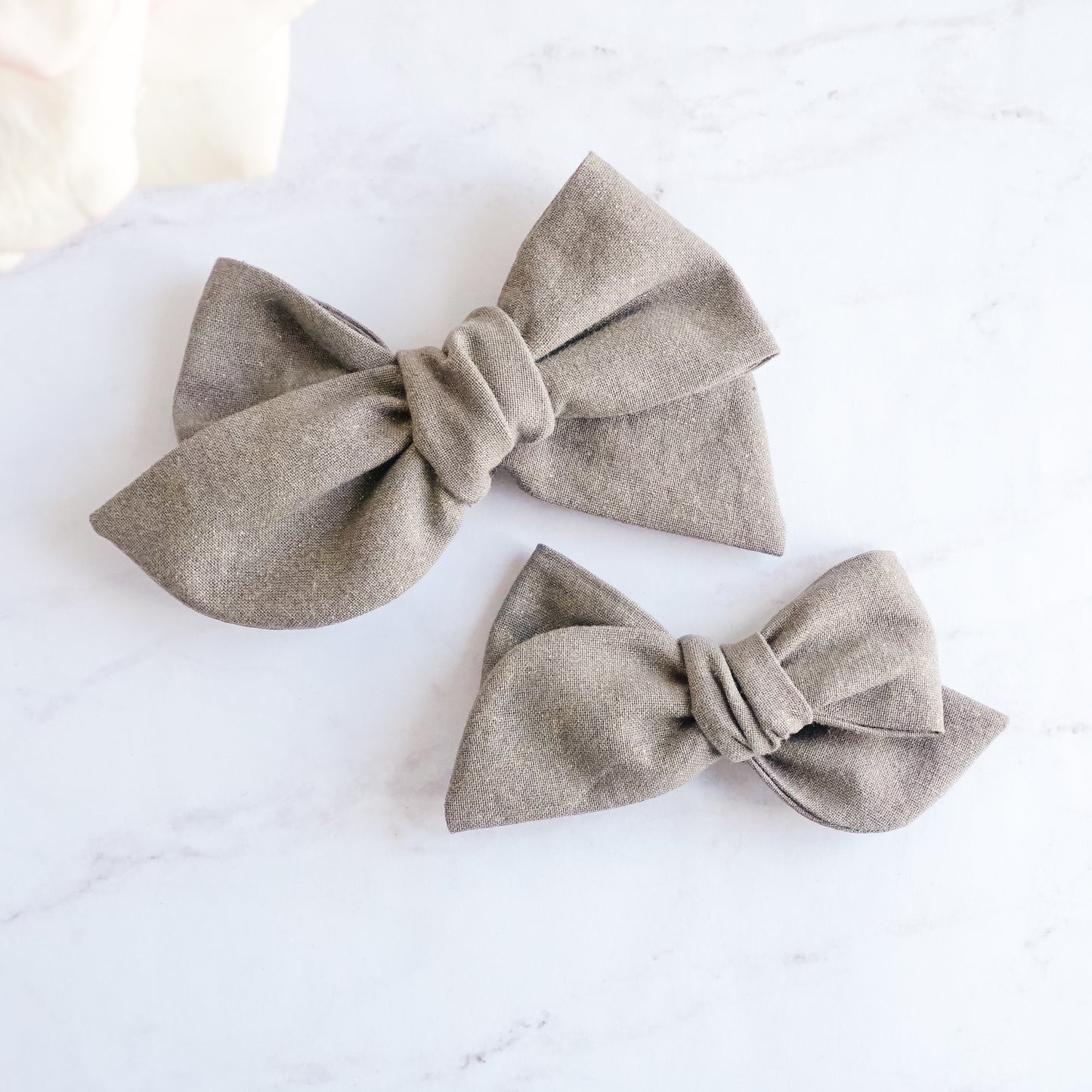 Handtied Fabric Bow - Glitter Grey