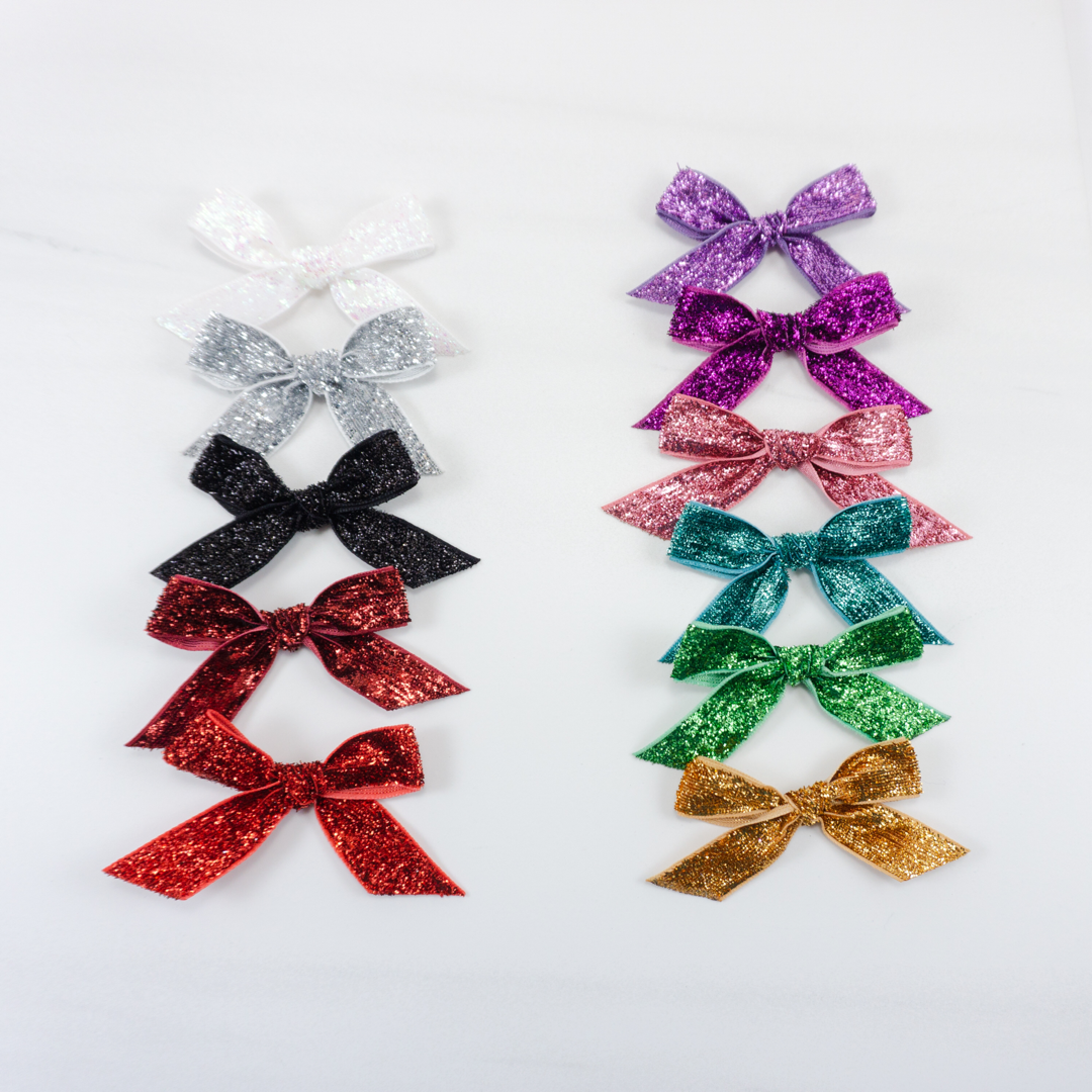 Sparkly Handtied Velvet Bows - 5/8" Ribbon