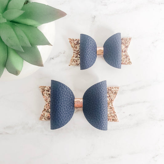 Belle and Mini Belle - Navy and Rose Gold